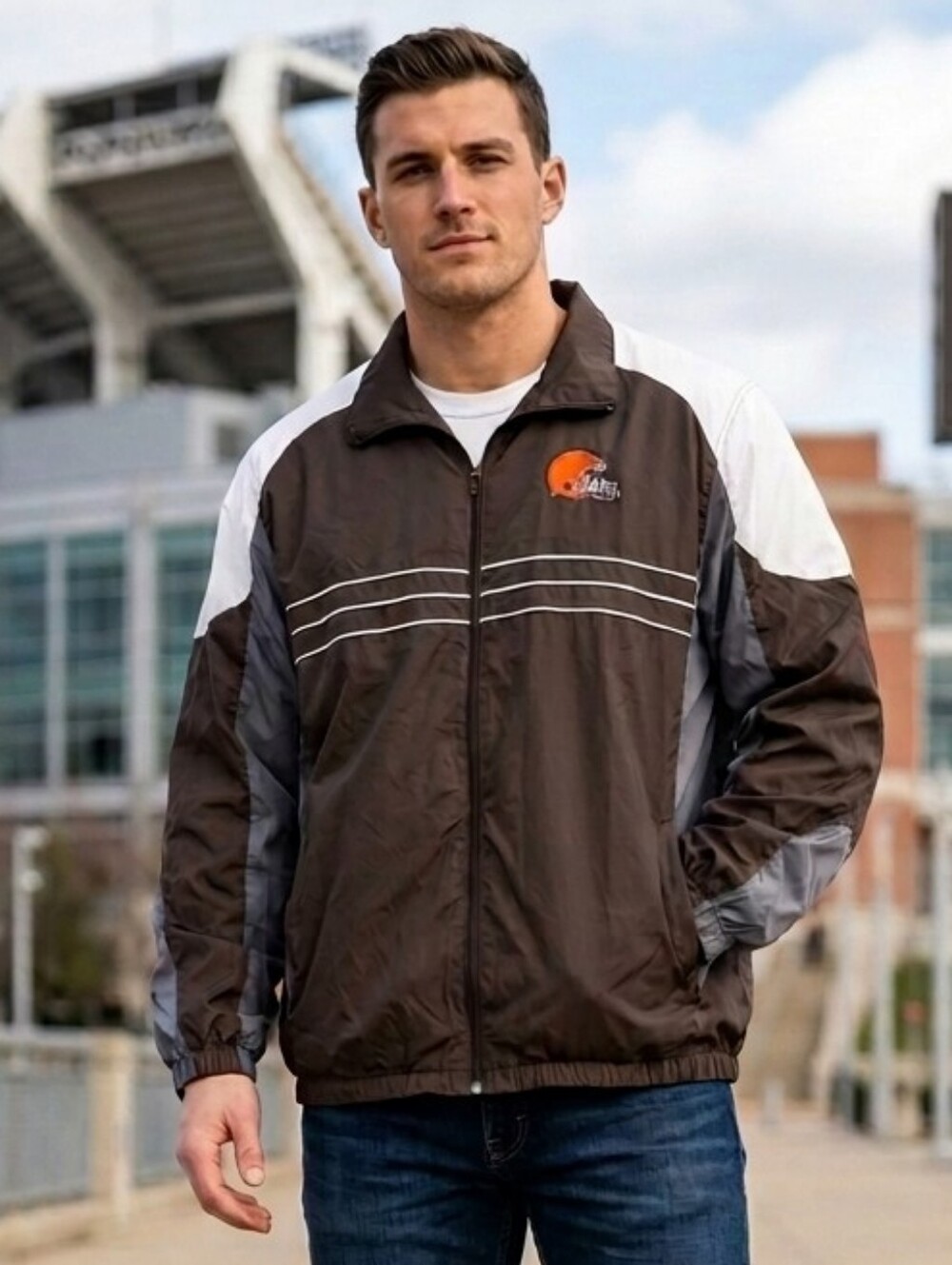 NFL Cleveland Browns Windbreaker Jacket Vintage 90's Size XXL